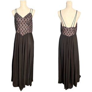 J. Peterman lace bodice maxi dress M medium L basque waist 90s style strappy